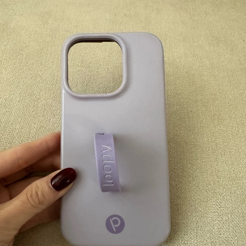 iPhone 14 Pro  Loopy Silicone Phone Case with Finger Ring Strap - Lavender